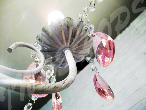 5頭 陶瓷粉紅玫瑰水晶燈 燈飾(IS0911)