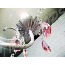 5頭 陶瓷粉紅玫瑰水晶燈 燈飾(IS0911)