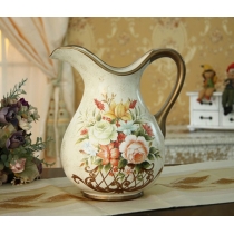 歐陸式陶瓷手繪玫瑰水壺型花瓶(IS1400)