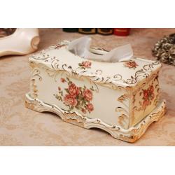 描金玫瑰陶瓷紙巾盒 (IS3932)
