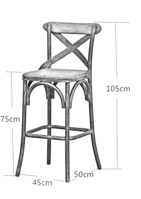 原木復古鐵藝吧椅 Bar Chair (IS4136)