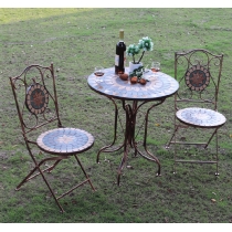 鐵藝 馬賽克庭院 戶外花園三件套桌椅組合 (IS1528)