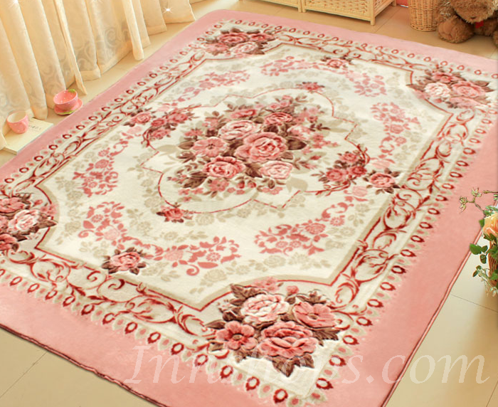 手織玫瑰花長方形地毯(IS1951)