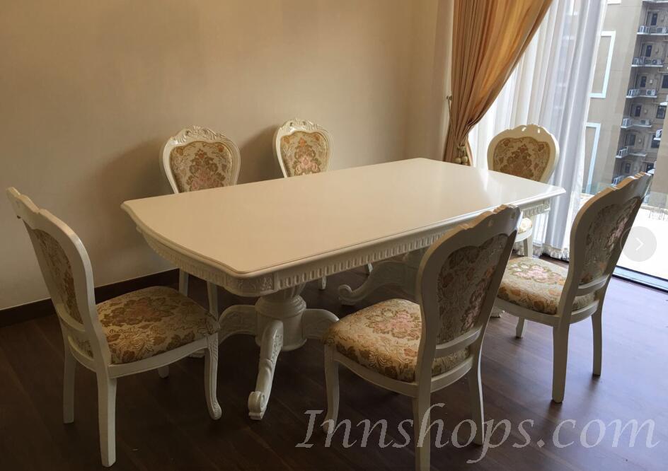 維也納 實木餐桌椅組合連6椅 *7呎3 (IS5122)