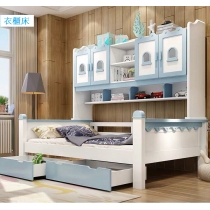 兒童皇國 全實木藍白色衣櫃床 小朋友床 4呎/4呎半/5呎(不包床褥) (IS6237)