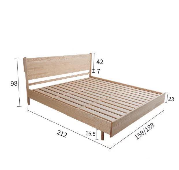 北歐實木白蠟木系列雙人床 5呎/6呎(不包床褥)(IS6555)