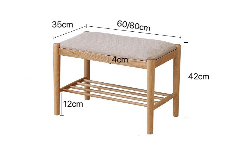 北歐實木白橡木系列 換鞋凳*60/80cm  (IS7089)