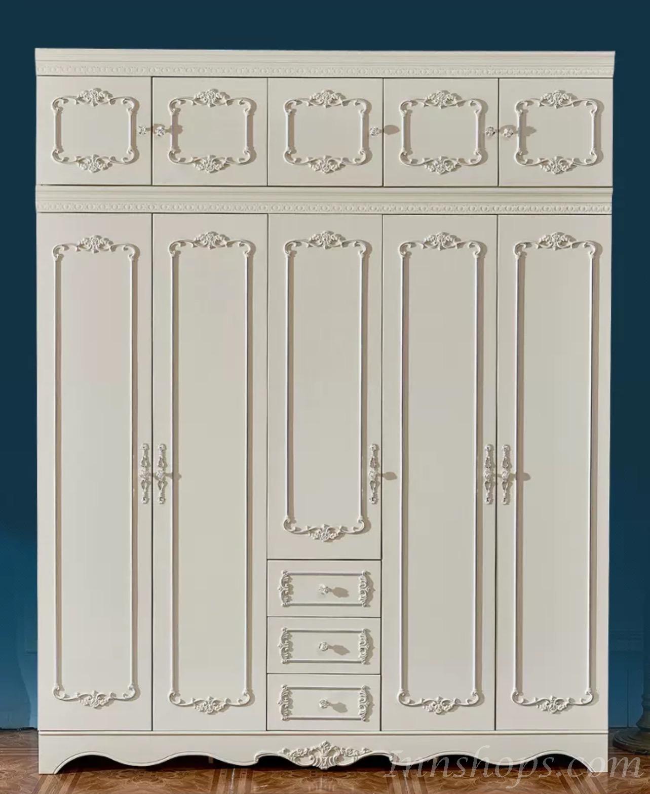 法式貴族實木系列 5門衣櫃+頂櫃 200cm (IS4323)