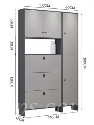 時尚門口鞋櫃翻斗式大容量高櫃現代簡約多功能超薄玄關櫃(IS7767)