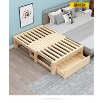 兒童多功能 松木實木折疊伸縮床梳化床兩用榻榻米單人床 (小朋友床 不包床褥)(IS6758)