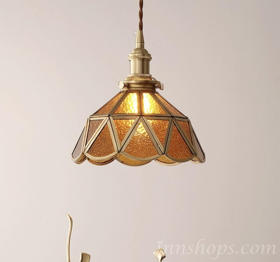 玻璃復古黃銅吊燈 (IS3929)