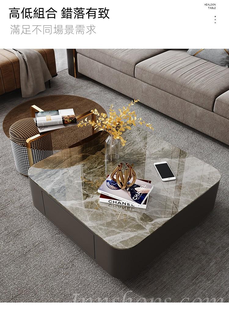 Italian style 現代簡約客廳岩板方形圓形大小茶几組合儲物茶几桌 (IS0049)