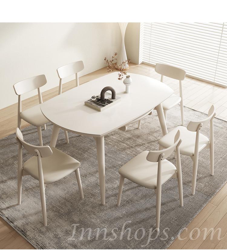 田園純白.象牙白系列 可伸縮 變圓岩板餐桌/餐桌椅組合120cm/130cm/150cm（IS8581）