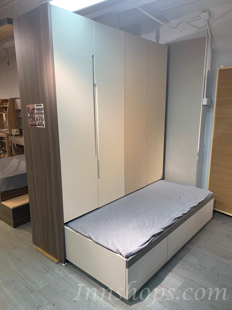 訂造傢俬 訂造地台雙人床+梳妝台+多功能衣櫃連床*可自訂呎吋 (不包床褥) (IS6867)