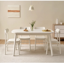 日式實木橡木 鋼化玻璃/木枱面 餐桌 餐椅140x80x75/75.5cm (IS8982)