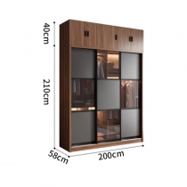 北歐摩登系列 玻璃趟門衣櫃 （不包含燈）120/140/160/180/200 cm (IS6621)