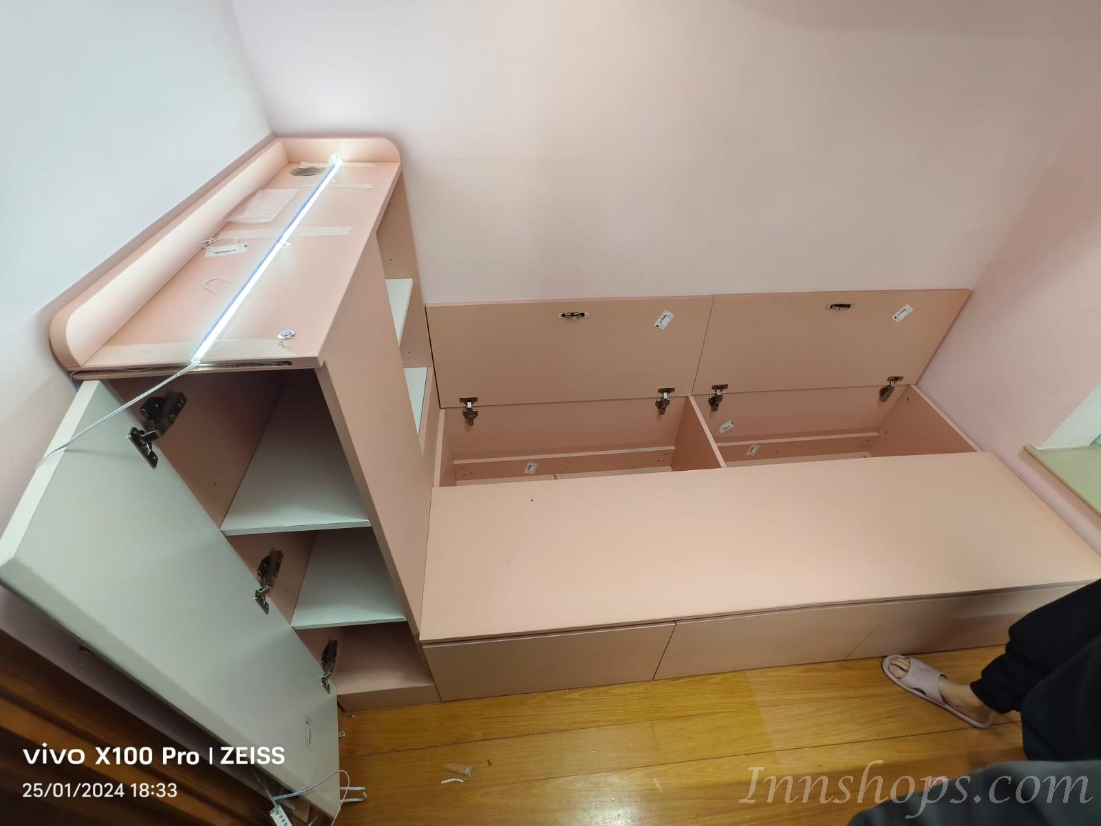 訂造傢俬 單人床連吊櫃 雙人床儲物床  *可自訂呎吋 (IS9096)