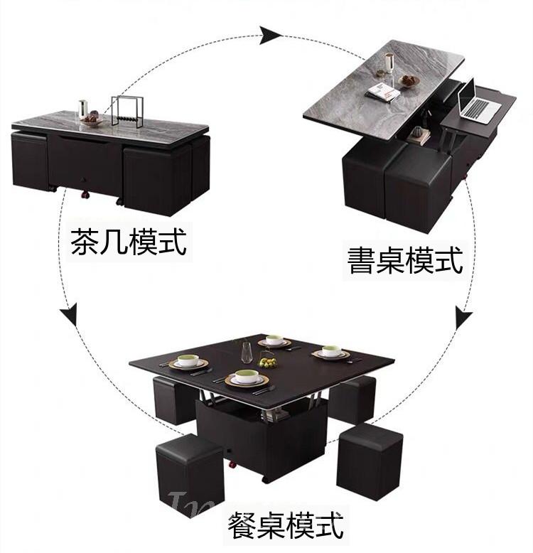 北歐升降茶几餐枱兩用 折疊飯枱岩板100cm/120cm(IS7567_2)