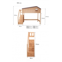 兒童皇國 北歐實木紅橡木 屋仔高架床 90cm/100cm/120cm/135cm/150cm*190cm*195cm (IS9165)