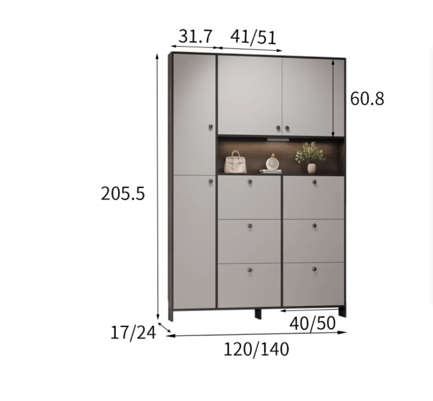 時尚門口鞋櫃翻斗式大容量高櫃現代簡約多功能超薄玄關櫃80/100/120/140cm(IS7767)