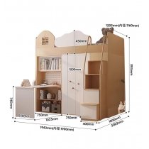 兒童皇國 屋仔白雲 多功能 組合床 上床下枱衣櫃 小朋友床116cm/150cm*190 cm (IS9180)