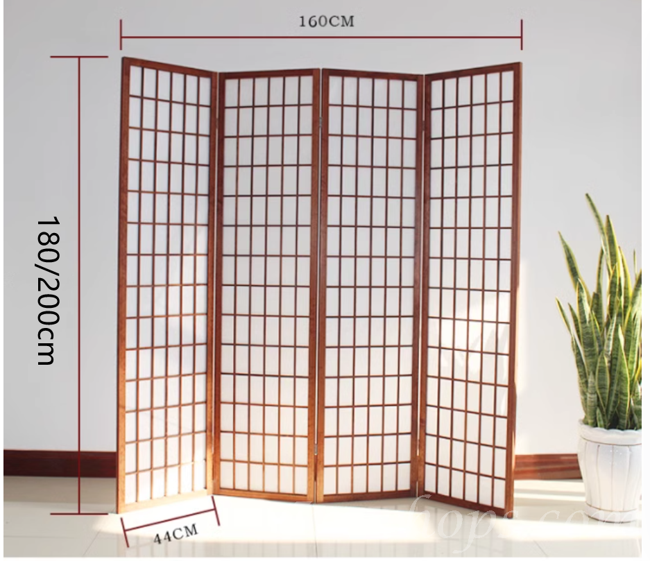 日式實木屏風 折疊 移動 遮擋 屏風 (小格,胡桃色) 44*180/200cm (IS9201)