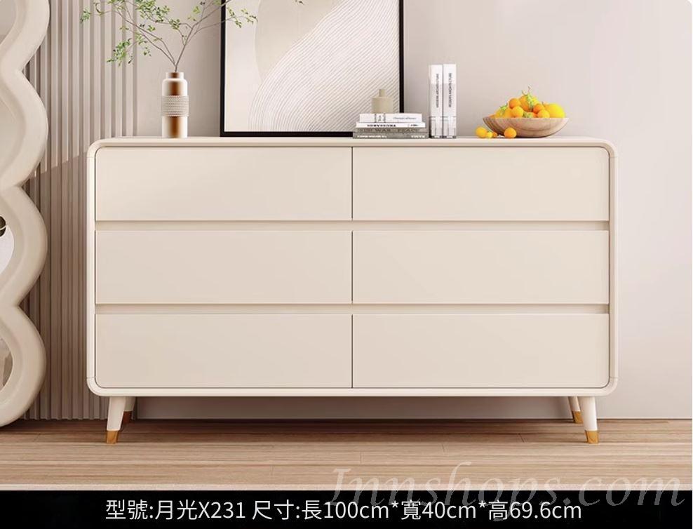 奶油風輕奢斗櫃 儲物櫃卧室 收纳櫃*70cm/100cm/120cm (IS9264)