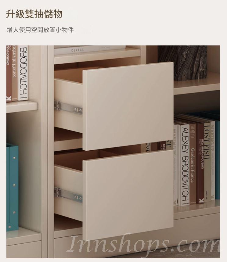 奶油風 轉角書桌書架一體組合書櫃 辦公電腦桌*120cm/140cm/160cm (IS9273)