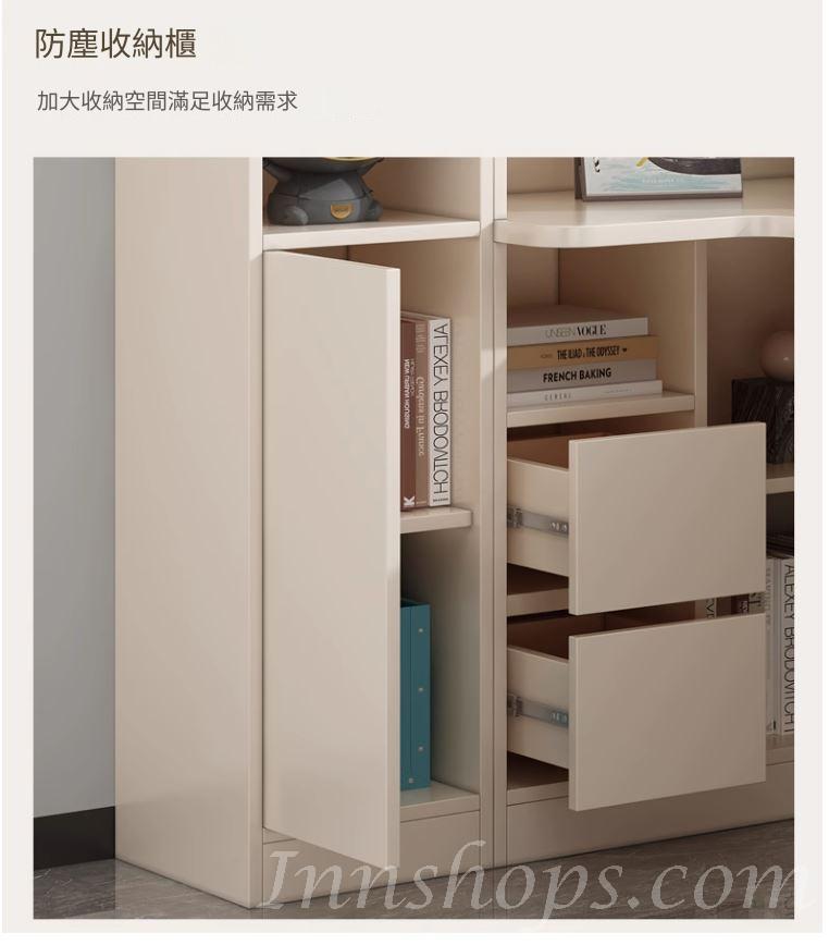 奶油風 轉角書桌書架一體組合書櫃 辦公電腦桌*120cm/140cm/160cm (IS9273)