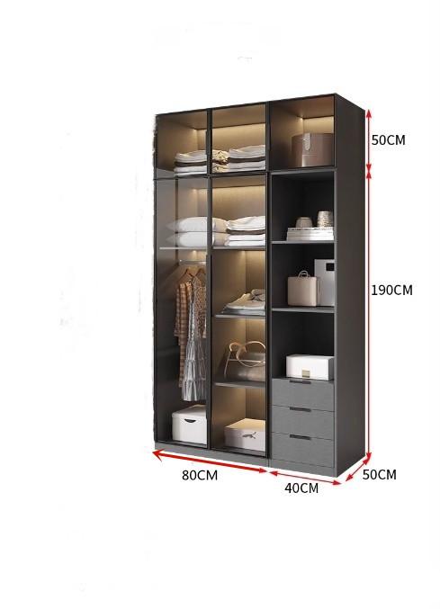 北歐格調 輕奢玻璃衣櫃*80cm/120cm/140cm/160cm/180cm/200cm/240cm (IS9298)