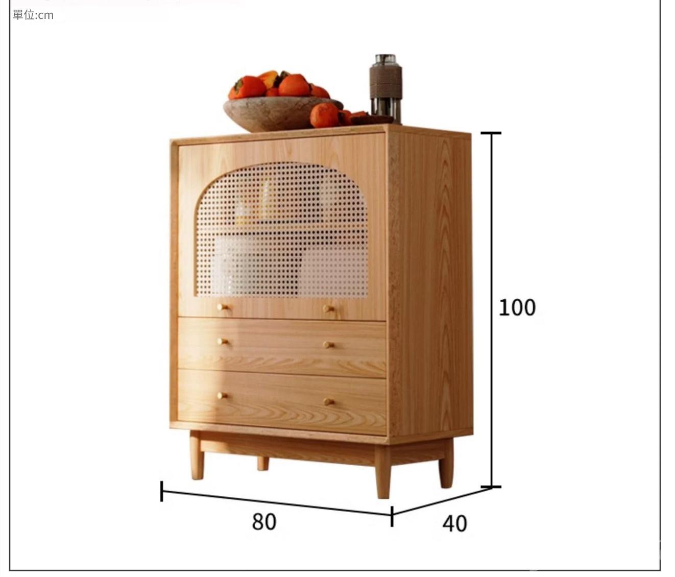 日式藤編斗櫃邊櫃 現代簡約原木色儲物櫃80cm/100cm/120cm/140cm/160cm*180cm（IS9301）