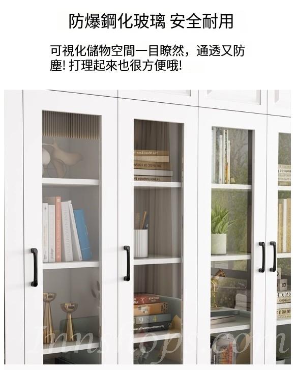 北歐摩登系列 實木生態板書櫃 家用玻璃展示櫃*80cm/120cm/160cm (IS9302)