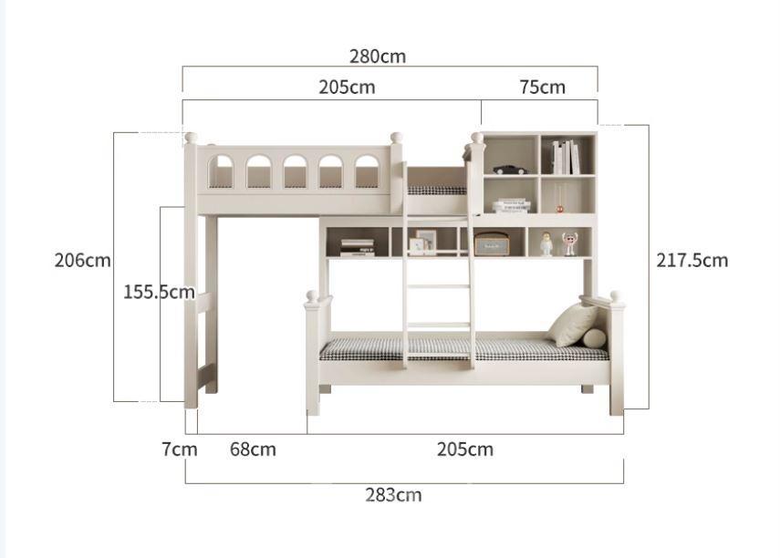 兒童傢俬小朋友床上下床交錯式平行雙層床衣櫃書桌組合床兒童床*120cm/135cm/150cm (IS9307)