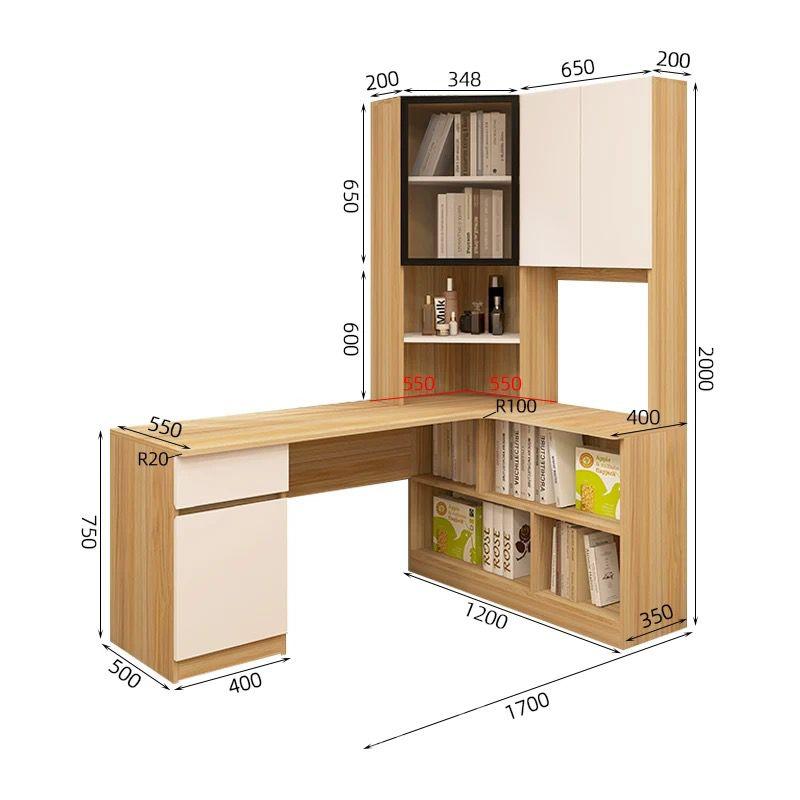 北歐品味糸列 書桌轉角一體組合書櫃 小戶型電腦桌學習桌梳妝台170*120cm(IS9310)