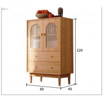 日式藤編斗櫃邊櫃 現代簡約原木色儲物櫃80cm/100cm/120cm/140cm/160cm*180cm（IS9301）