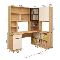 北歐品味糸列 書桌轉角一體組合書櫃 小戶型電腦桌學習桌梳妝台170*120cm(IS9310)