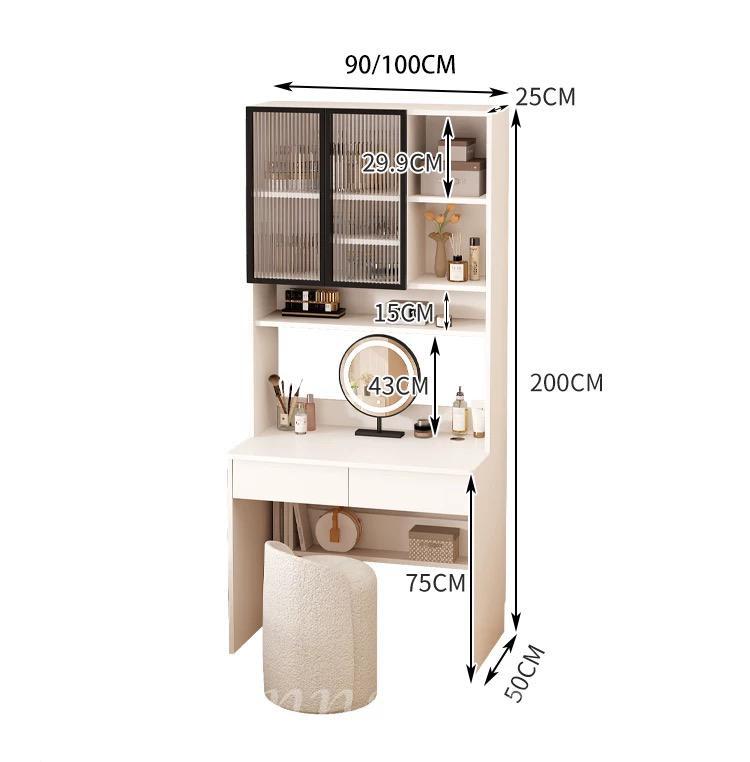 時尚二合一書桌梳妝台 一體化妝桌 化妝台帶書櫃40cm/50cm/60cm/70cm/80cm/90cm/100cm(IS9399)