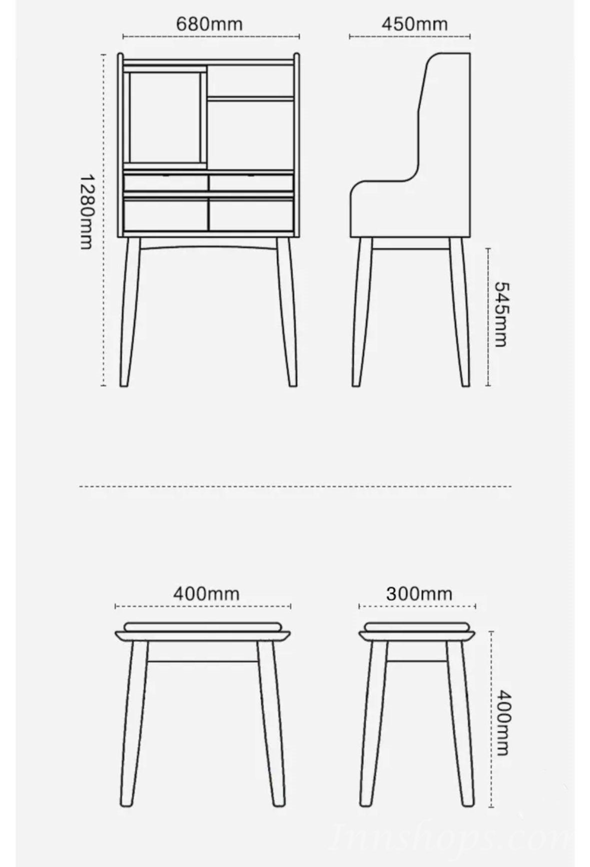 芬蘭松木梳妝台 實木 迷你化妝桌 小型超窄化妝台50cm/68cm(IS9400)